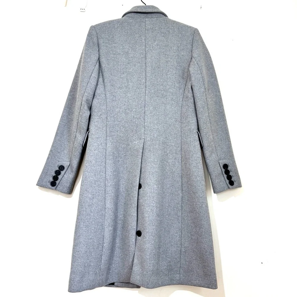 Mango MNG heather gray wool blend one button business classic tailored pea coat